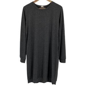YELETE Knit Long Sleeve Casual Dress Charcoal Gray Size Large Loungewear Weekend
